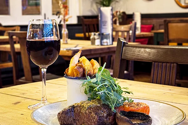 Steak Chips and Salad Image