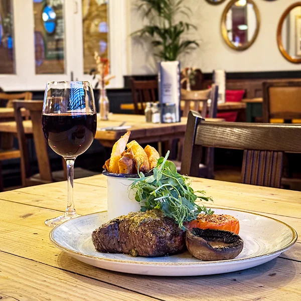 Steak Chips and Salad Image