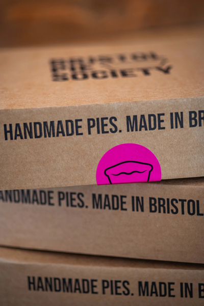 pile of bristol pie society packing boxes vert 400x600 - Those amazing pies are back from Bristol Pie Society